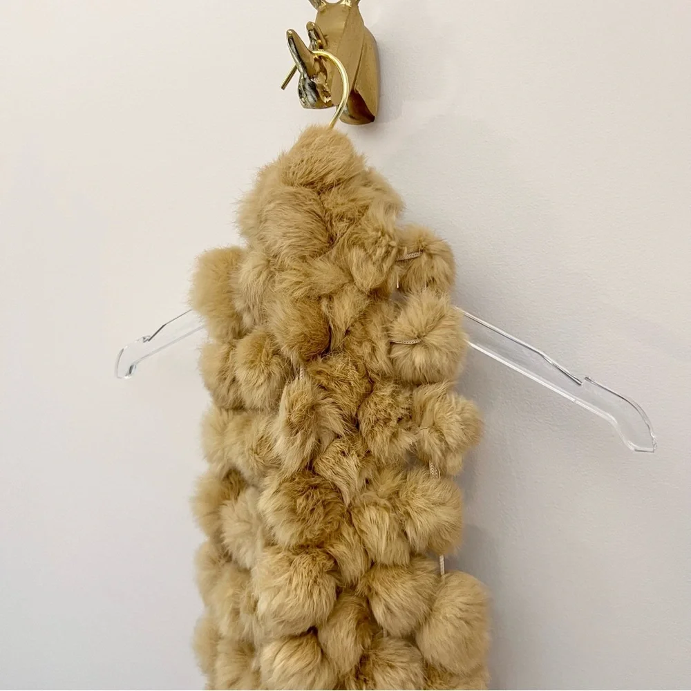 Vintage Tan Genuine Rabbit Fur Fuzzy Scarf